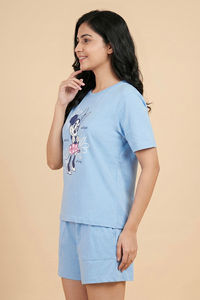 Zivame Mickey & Friends Knit Cotton Loungewear Short Set - Dutch Canal — thumbnail 2